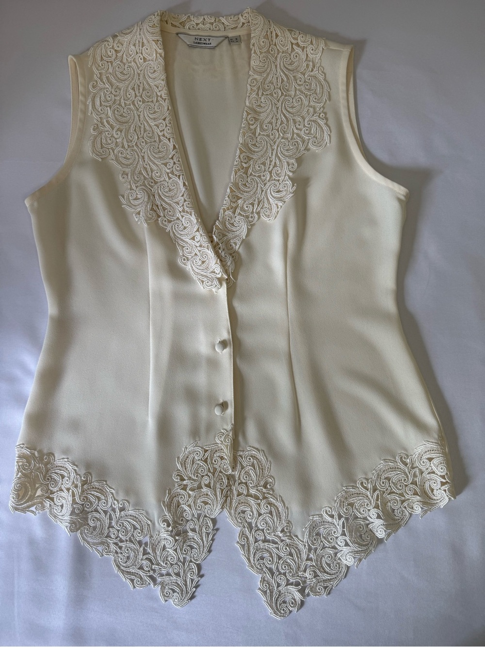 Vintage Next Ladieswear Cream Lace Vest Top Small S - Picture 10 of 10